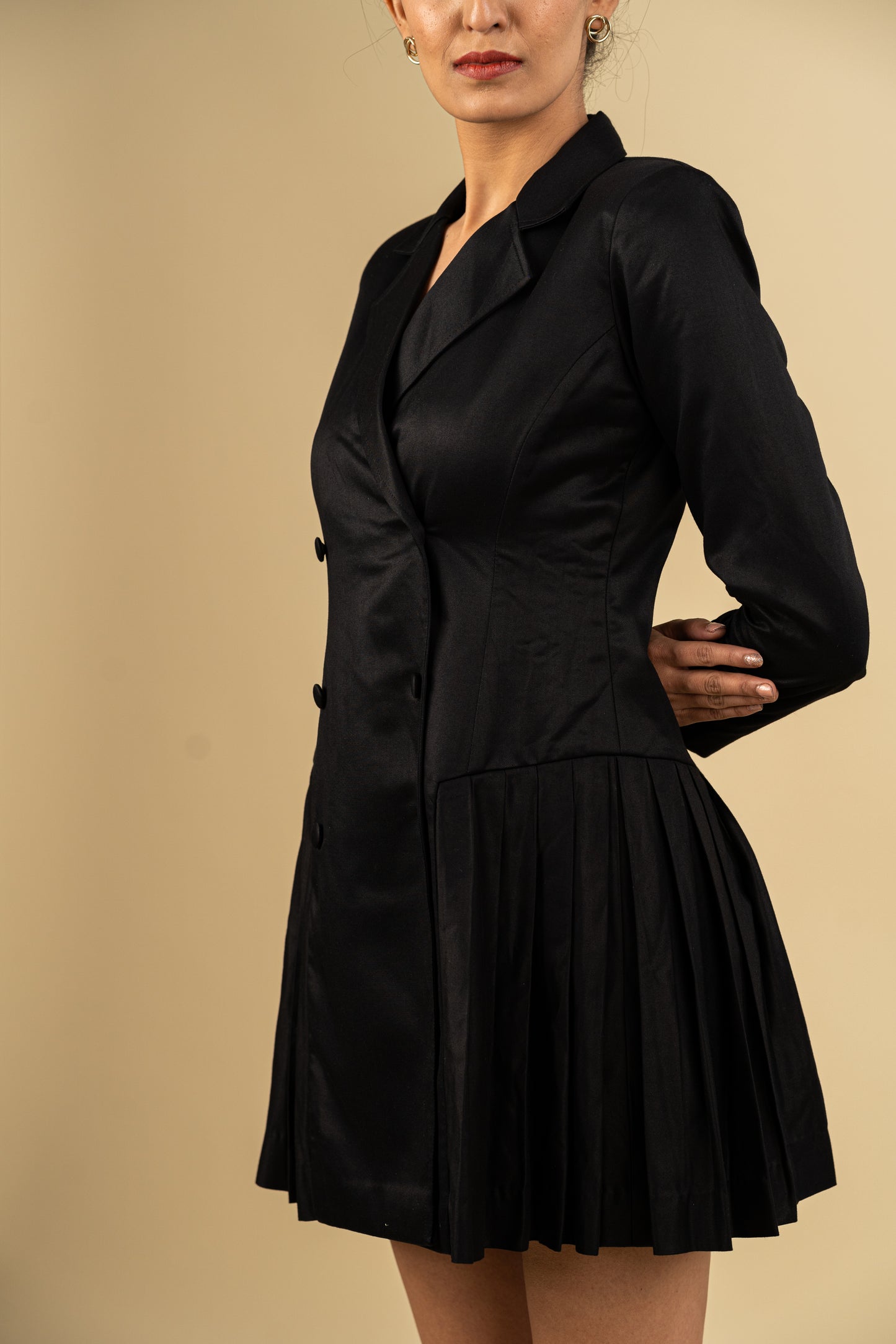 BAMBOO PLEATED BLAZER DRESS