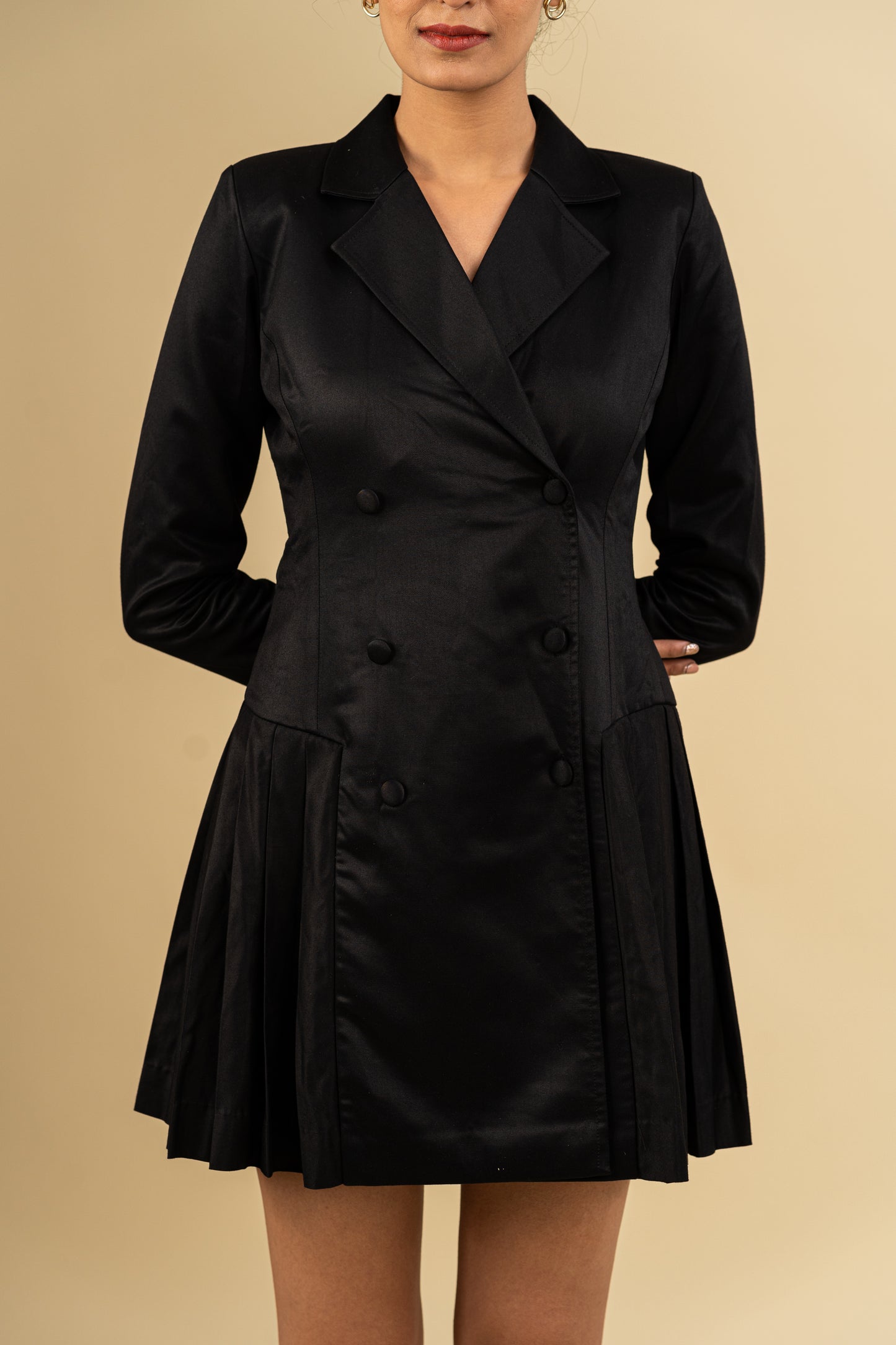 BAMBOO PLEATED BLAZER DRESS